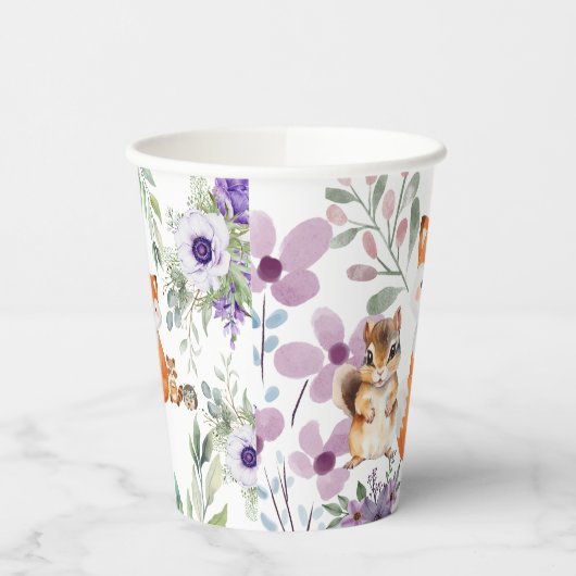 Schattige groen bosdieren bosgrond brengen papieren bekers (Links)