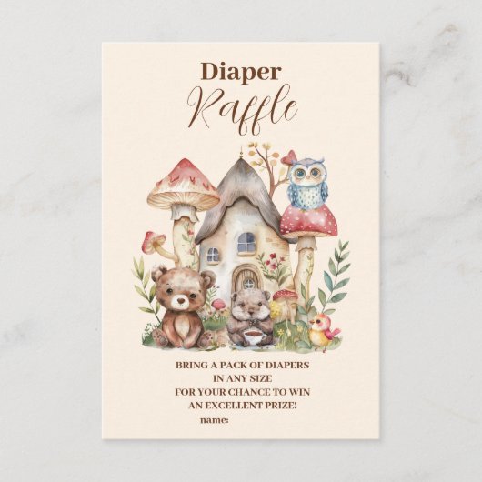Schattige groen bosdieren Diapper Raffle Informatiekaartje (Voorkant)