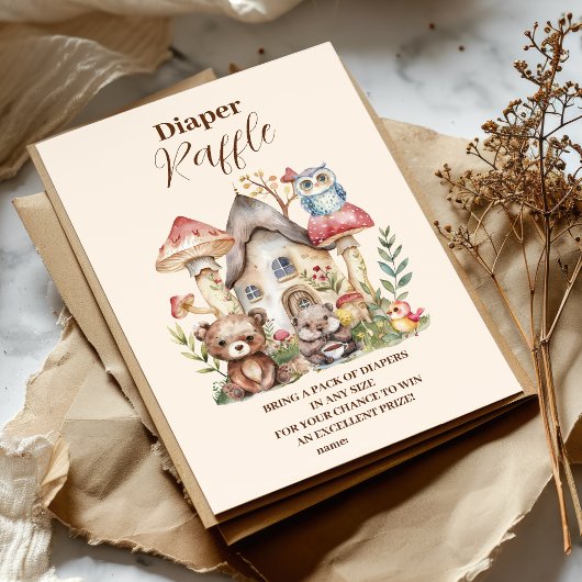 Schattige groen bosdieren Diapper Raffle Informatiekaartje