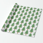 Schattige Groen Bruin Kerstbomen Patroon Cadeaupapier (Uitgerold)
