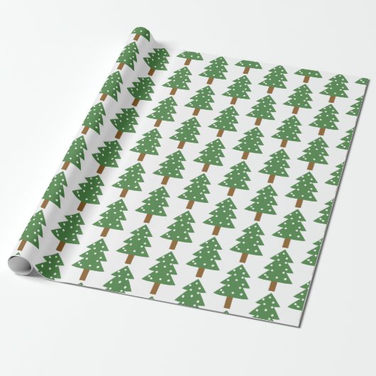Schattige Groen Bruin Kerstbomen Patroon Cadeaupapier (Uitgerold)
