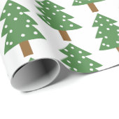 Schattige Groen Bruin Kerstbomen Patroon Cadeaupapier (Rol Hoek)