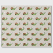 Schattige Groen Bruin Slakkenpatroon Cadeaupapier (Vlak)