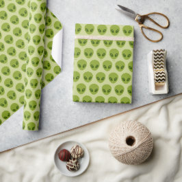 Schattige groen buitenaards koppatroon cadeaupapier