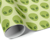 Schattige groen buitenaards koppatroon cadeaupapier (Rol Hoek)
