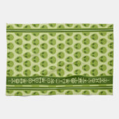 Schattige groen buitenaards patroon met Jouw naam  Theedoek (Horizontaal)