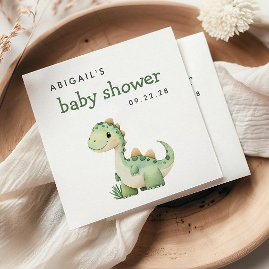 Schattige groen dinosaurus Baby shower Servet