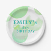 Schattige Groen en Blauw Bubbels Verjaardagsfeest Papieren Bordje (Voorkant)