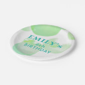 Schattige Groen en Blauw Bubbels Verjaardagsfeest Papieren Bordje (Gekanteld)