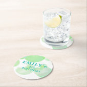 Schattige Groen en Blauw Bubbels Verjaardagsfeest Ronde Kartonnen Onderzetter (Insitu)