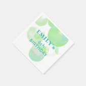 Schattige Groen en Blauw Bubbels Verjaardagsfeest Servet (Hoek)