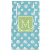 Schattige groen en blauw madeliefjespatroon gepers klein cadeauzakje (Voorkant)