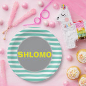 Schattige groen en geel Gestreept upsherin bord (Feest)