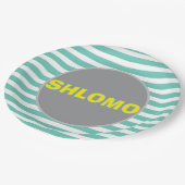 Schattige groen en geel Gestreept upsherin bord (Gekanteld)