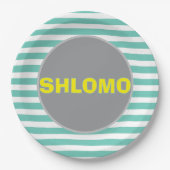 Schattige groen en geel Gestreept upsherin bord (Voorkant)