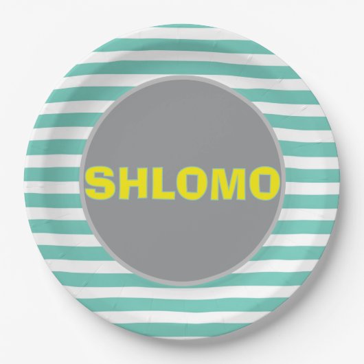 Schattige groen en geel Gestreept upsherin bord (Voorkant)