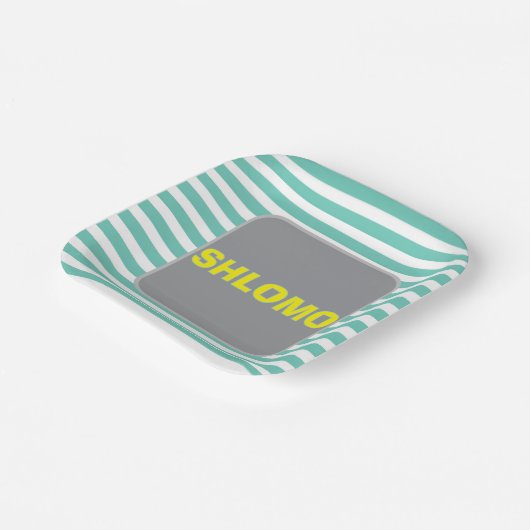 Schattige groen en geel Gestreept upsherin bord 2. (Gebogen)