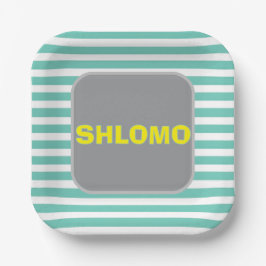 Schattige groen en geel Gestreept upsherin bord 2.