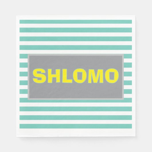 Schattige groen en geel Gestreepte upsherin servet (Voorkant)