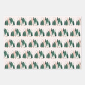 Schattige groen en koraal kerstpijnboombos inpakpapier vel (Voorkant 2)