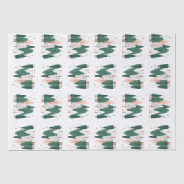 Schattige groen en koraal kerstpijnboombos tissuepapier