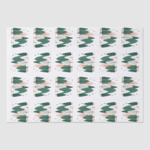 Schattige groen en koraal kerstpijnboombos tissuepapier