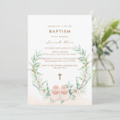 Schattige groen eucalyptus gouden kruis meisje doo kaart (Staand voorkant)