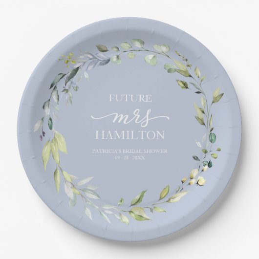 Schattige groen eucalyptus krans Vrijgezellenfeest Papieren Bordje (Voorkant)