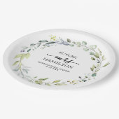 Schattige groen eucalyptus krans Vrijgezellenfeest Papieren Bordje (Gekanteld)