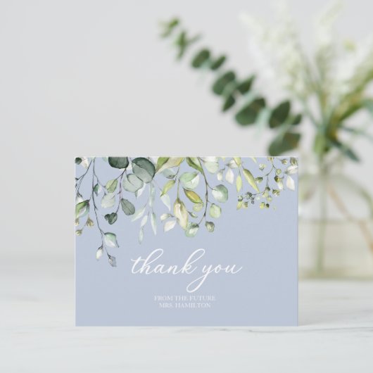 Schattige groen eucalyptus Vrijgezellenfeest dank  Briefkaart (Staand voorkant)