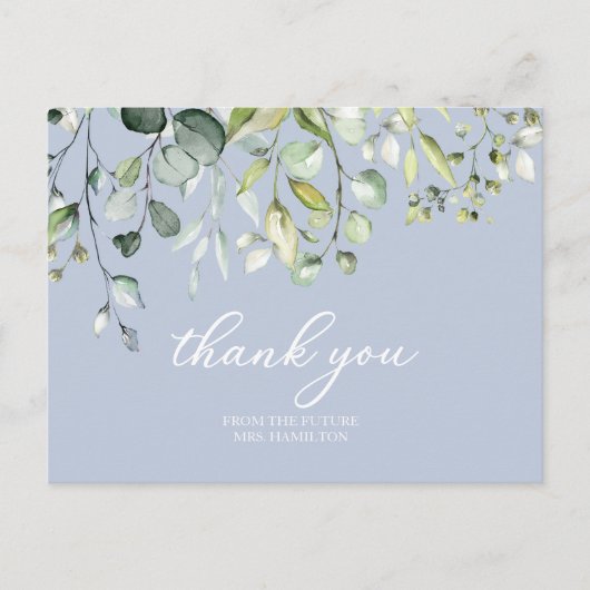 Schattige groen eucalyptus Vrijgezellenfeest dank  Briefkaart (Voorkant)