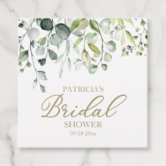 Schattige groen Eucalyptus Waterverf Vrijgezellenf Bedankjes Labels (Voorkant)