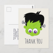 Schattige Groen Frankenstein Monster gezicht Dank  Briefkaart (Voorkant / Achterkant)