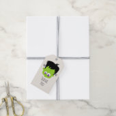 Schattige Groen Frankenstein Monster gezicht Dank  Cadeaulabel (Met Touw)