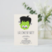 Schattige Groen Frankenstein Monster Halloween Par Briefkaart (Staand voorkant)