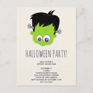 Schattige Groen Frankenstein Monster Halloween Par Briefkaart