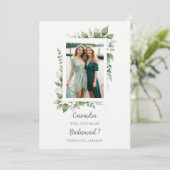 Schattige groen gebladerte Lijst bruidsmeisje foto (Staand voorkant)