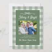 Schattige groen geplakt patroon kerstfoto feestdagenkaart (Voorkant)