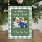 Schattige groen geplakt patroon kerstfoto feestdagenkaart