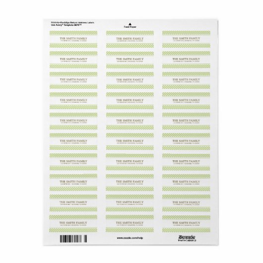 Schattige groen gingham patroon etiket (Full Sheet)