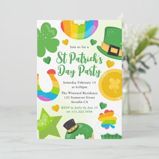 Schattige Groen, Goud en Regenboog St Patrick's Da Kaart (Staand voorkant)