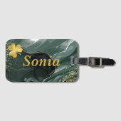 Schattige Groen Goud Marmer & Gouden Klaver, St Pa Bagagelabel (Voorkant (horizontaal))