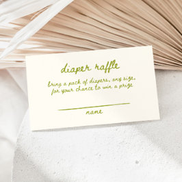 Schattige Groen Handgeschreven Baby showers Luier  Informatiekaartje