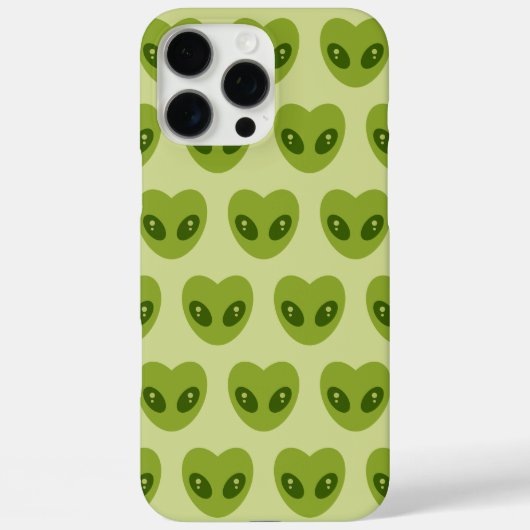Schattige groen hartvormig buitenaards hoofdpatroo Case-Mate iPhone case (Achterkant)
