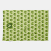 Schattige groen hartvormig buitenaards patroon mon theedoek (Horizontaal)