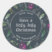 Schattige groen Holly Jolly Kerst stickers (Voorkant)