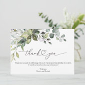 Schattige groen kalligrafie Verloving Dank u Kaart (Staand voorkant)