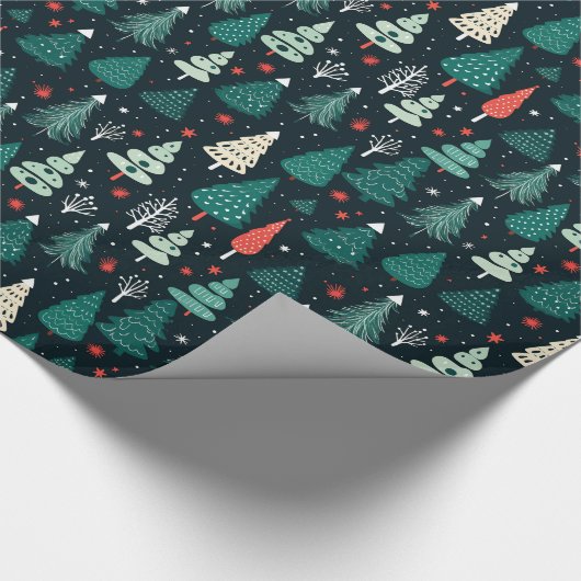 Schattige Groen Kerstboom Xmas Inpakpapier (Hoek)