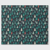 Schattige Groen Kerstboom Xmas Inpakpapier (Vlak)