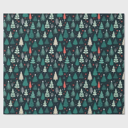 Schattige Groen Kerstboom Xmas Inpakpapier (Vlak)